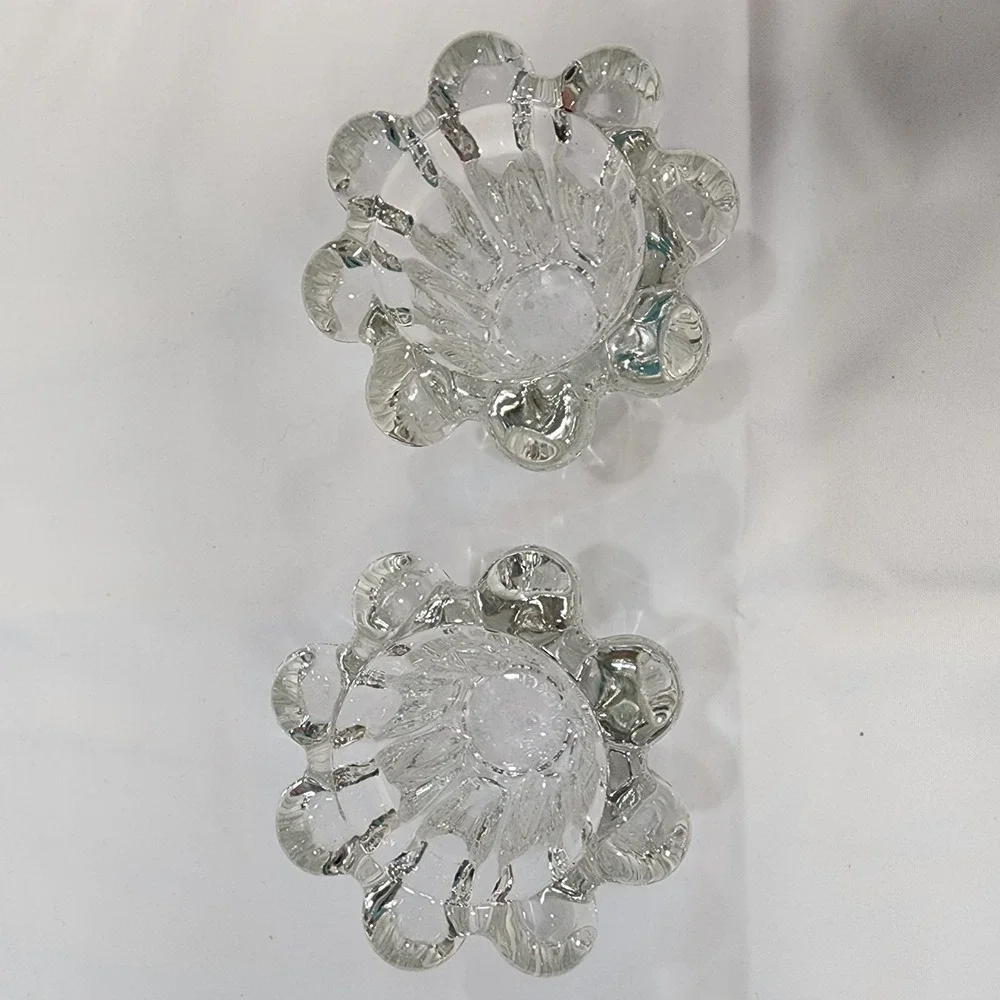 Vintage Alco Industries Crystal 2 Pc Candleholder Set No. 0011